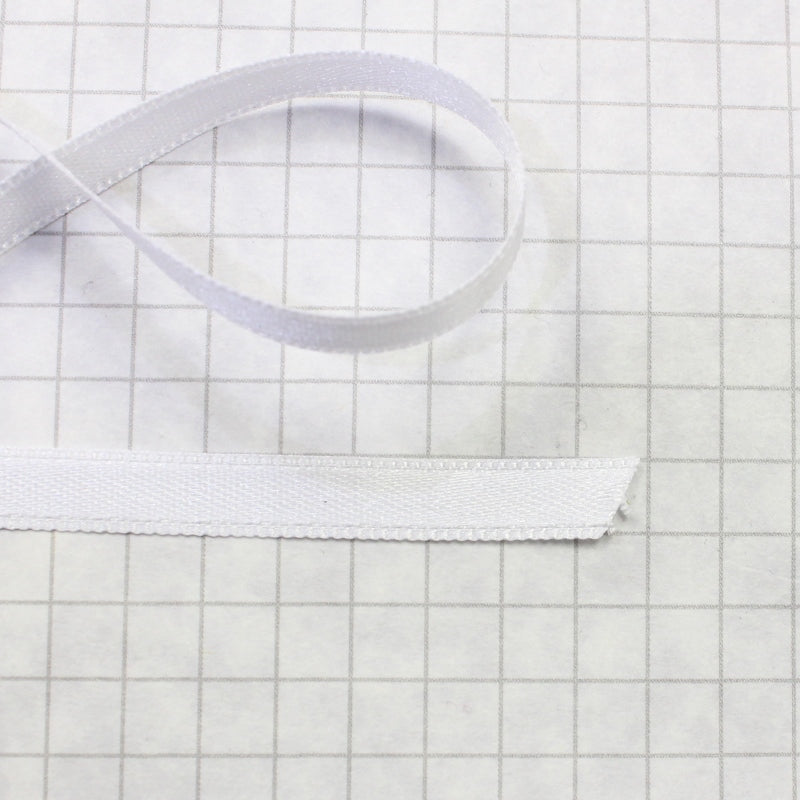 100% Polyester Double Sided Satin Ribbon, 6mm white (1/4 inch)