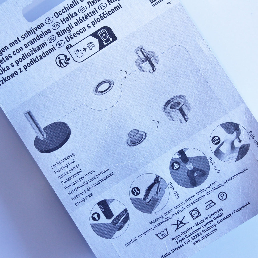 Instructions for Prym Eyelet tool